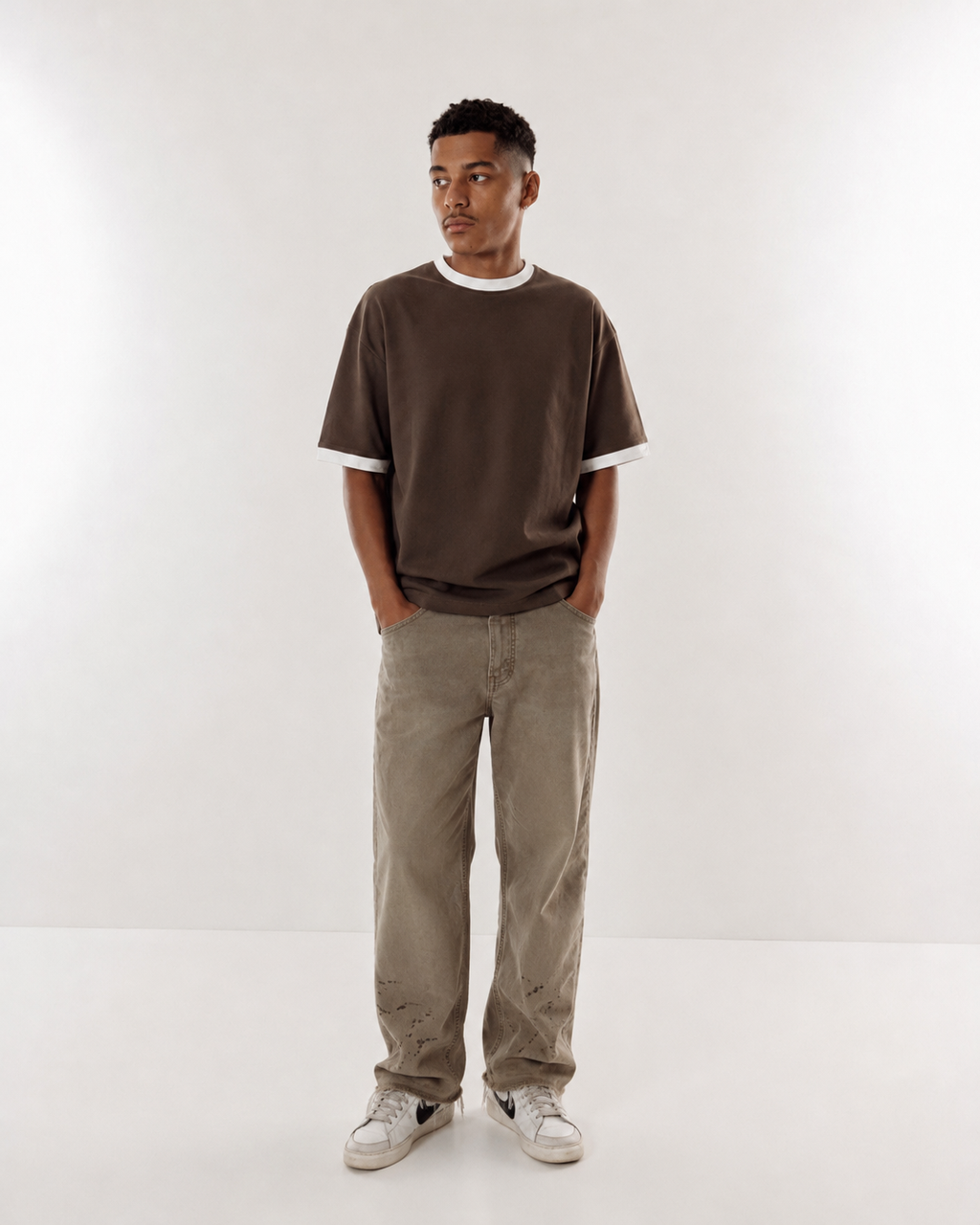 Brown X White TEE