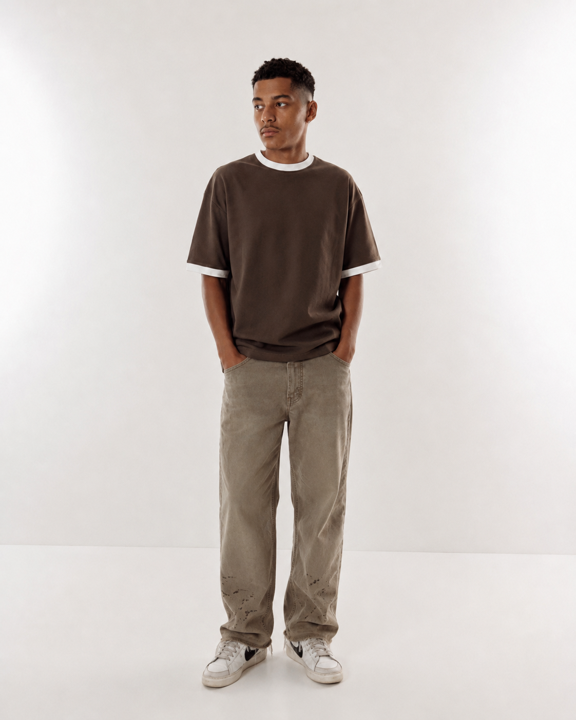 Brown X White TEE