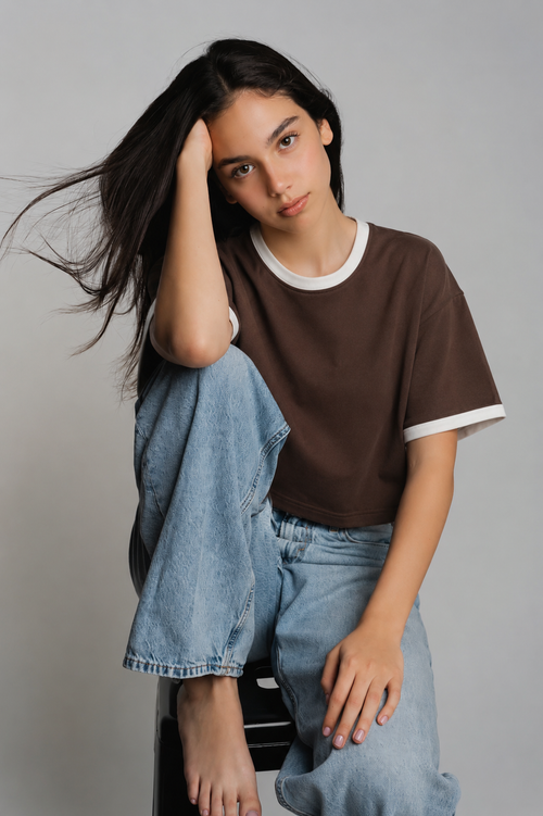 Brown X White TEE