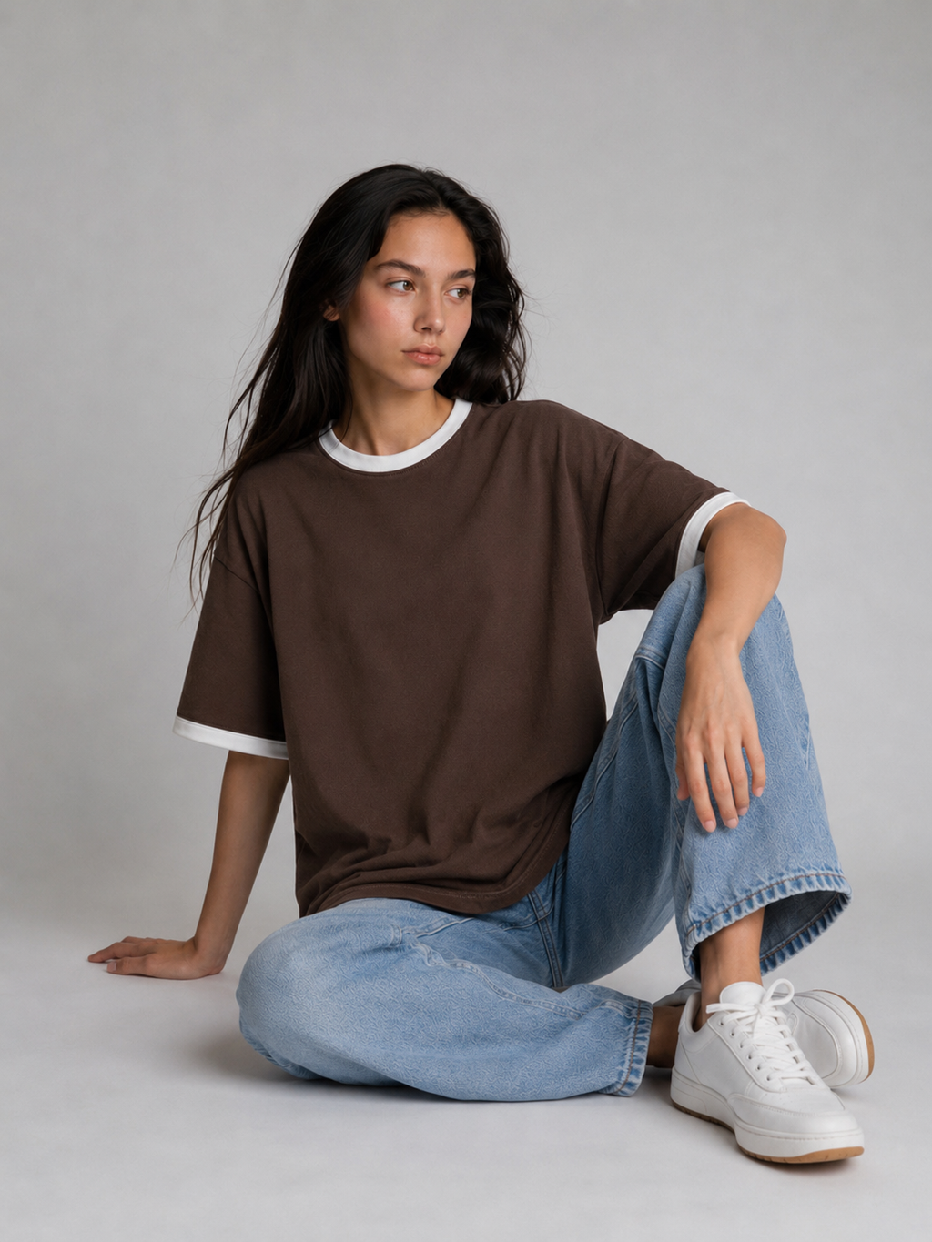Brown X White TEE