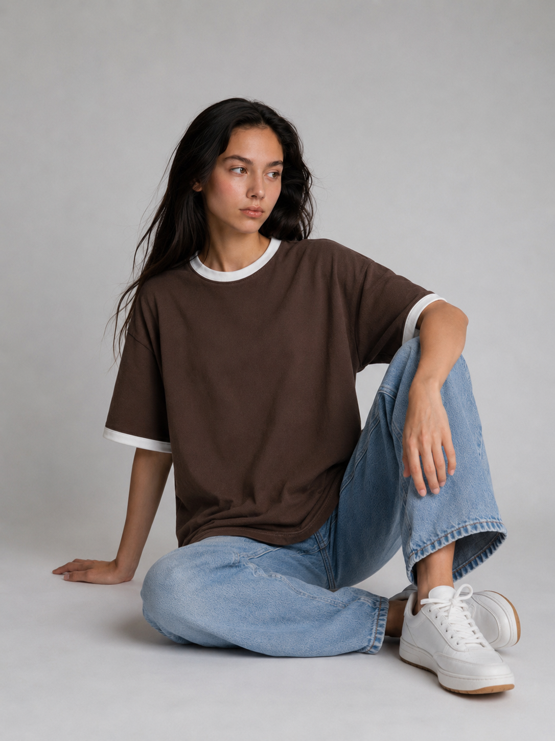 Brown X White TEE