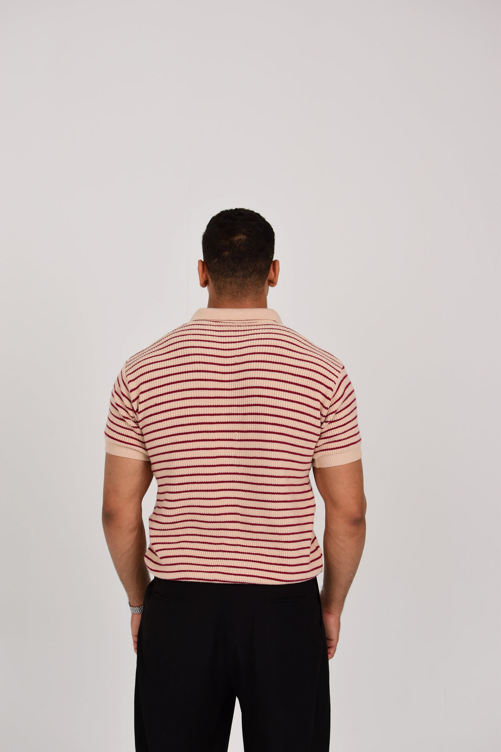 Dokan Beige Striped Knit Polo