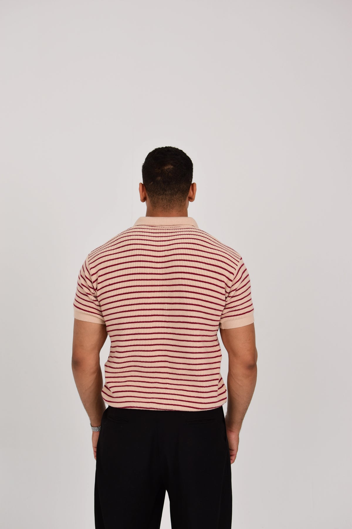 Dokan Beige Striped Knit Polo