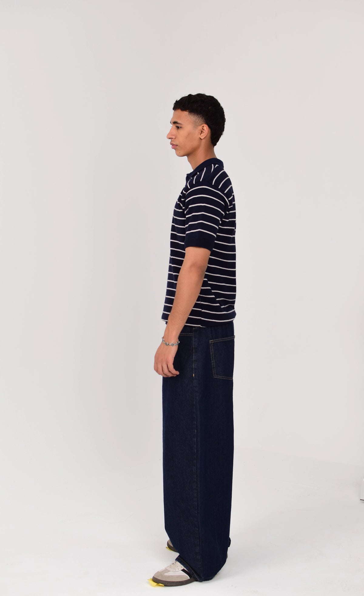 Dokan Navy Striped Knit Polo
